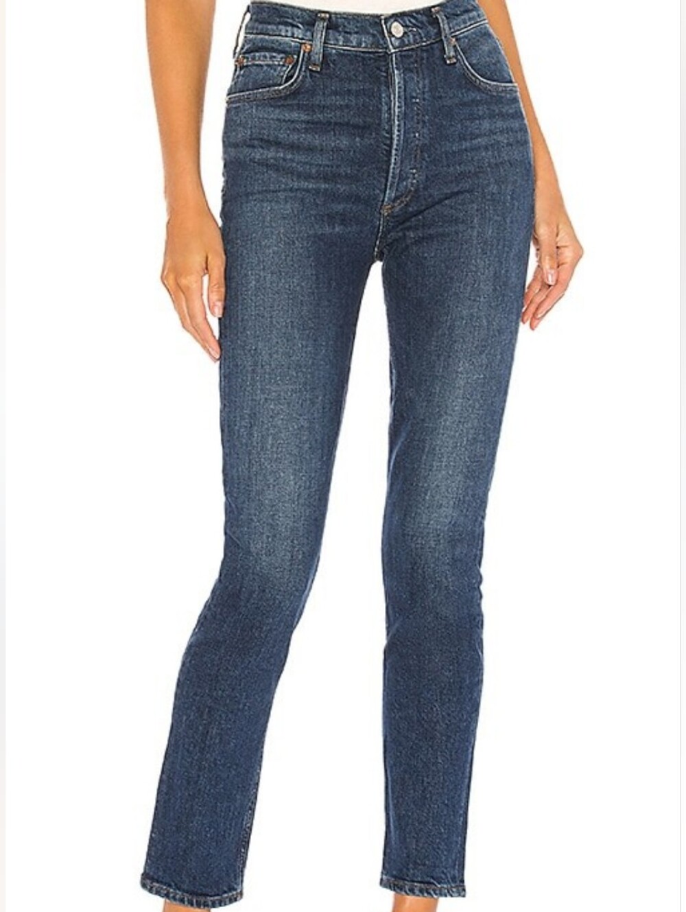 Agolde Nico Slim Straight Jeans in Dark Blue Denim (Fixation)